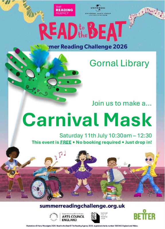 Gornal Library - Summer Reading Challenge: Carnival Mask